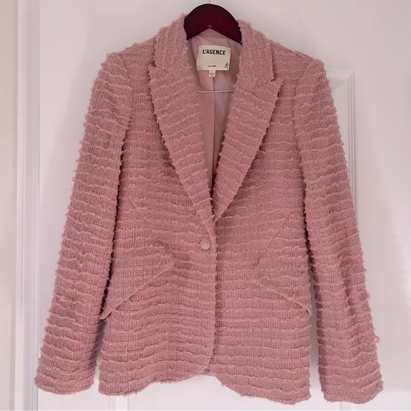 L’agence Tweed Chamberlain Blazer in Dusty Pink Size 2 - Picture 2 of 13
